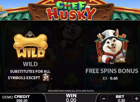 Wild tulang emas dan simbol bonus Free Spins Chef Husky
